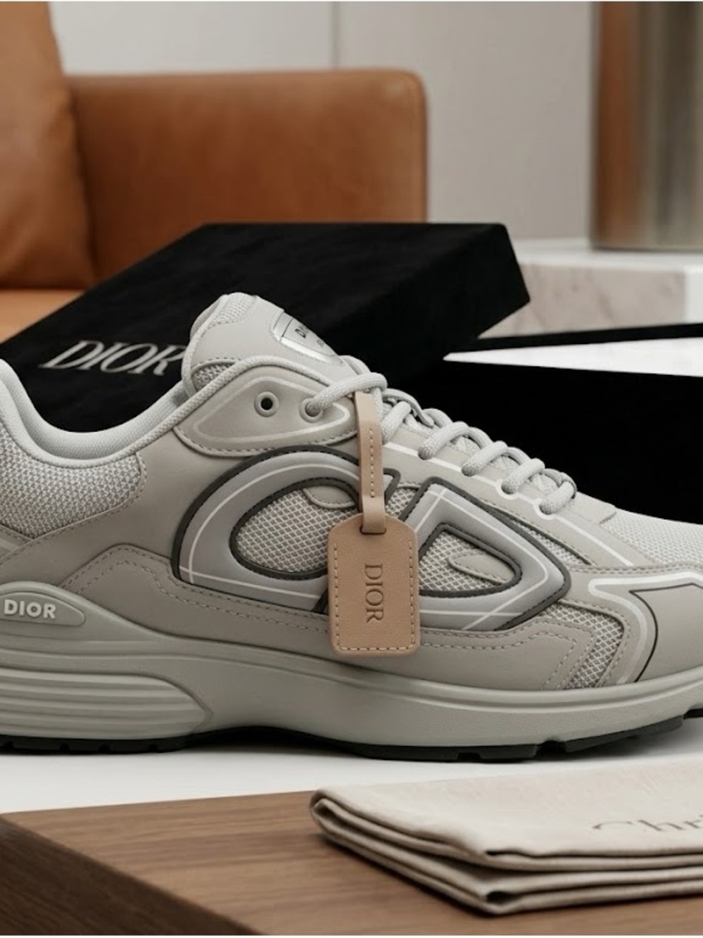 Men’s Light Gray and Beige B22 Lace-Up Sneaker
